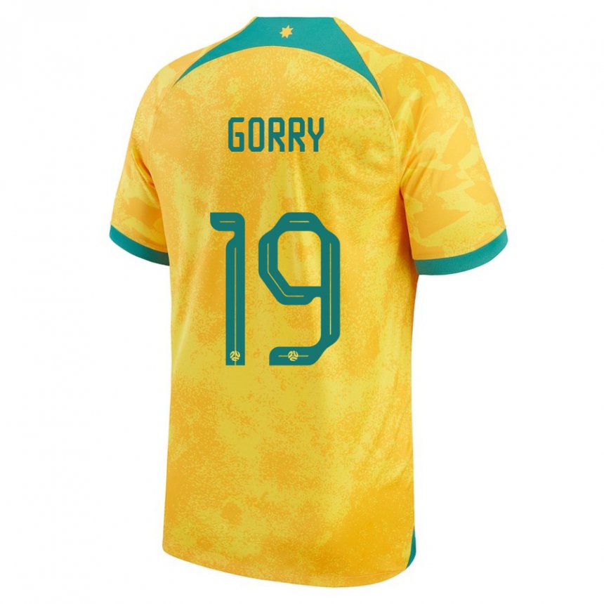 Herren Australische Katrina Gorry #19 Gold Heimtrikot Trikot 22-24 T-shirt