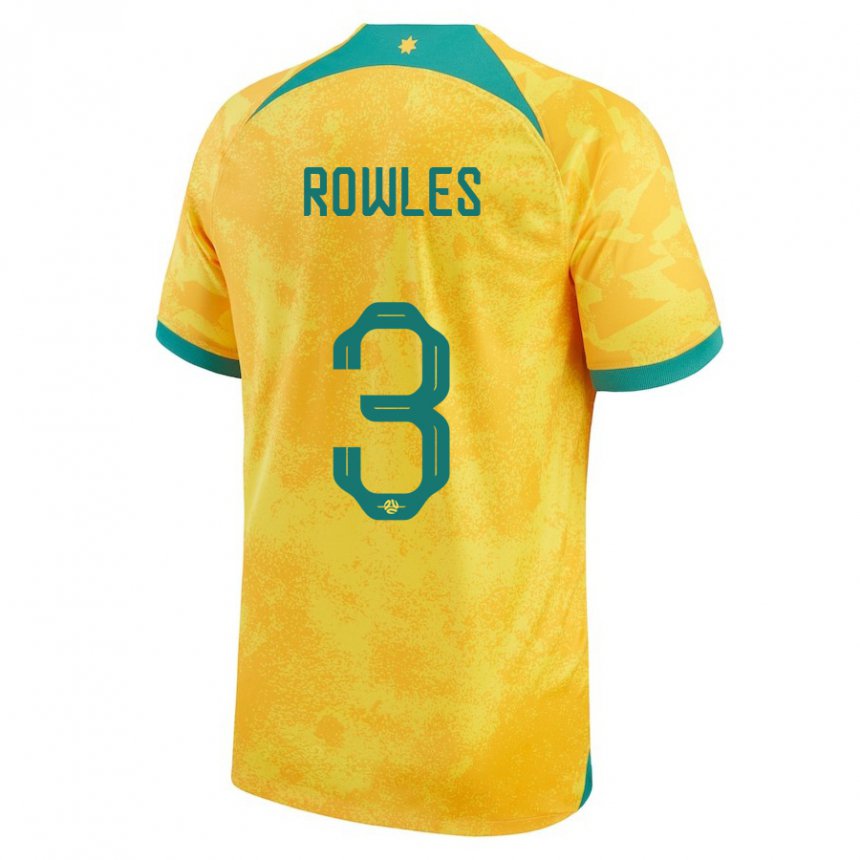 Herren Australische Kye Rowles #3 Gold Heimtrikot Trikot 22-24 T-shirt