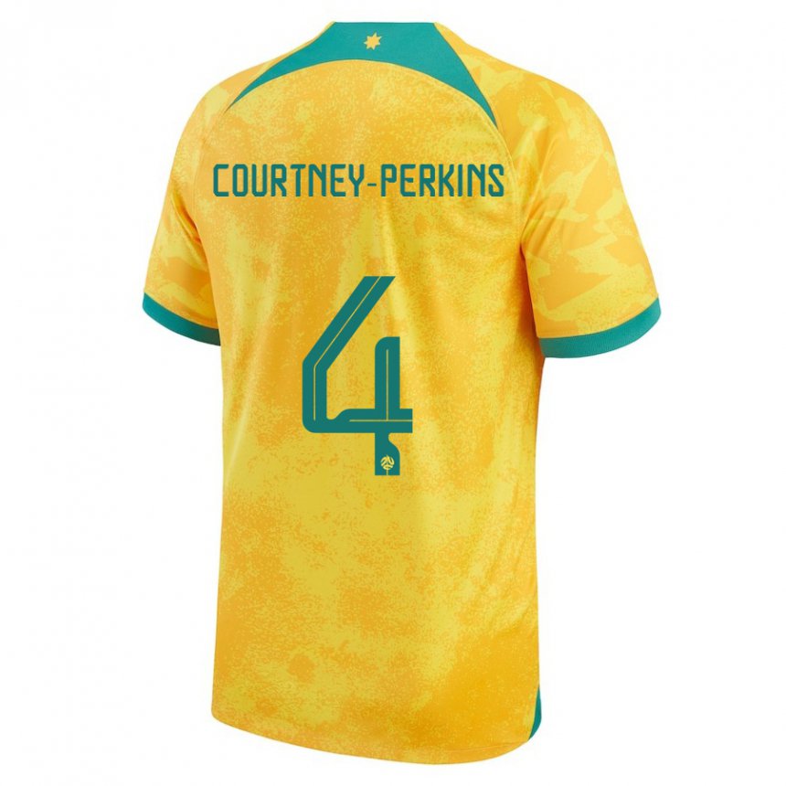 Herren Australische Jordan Courtney Perkins #4 Gold Heimtrikot Trikot 22-24 T-shirt