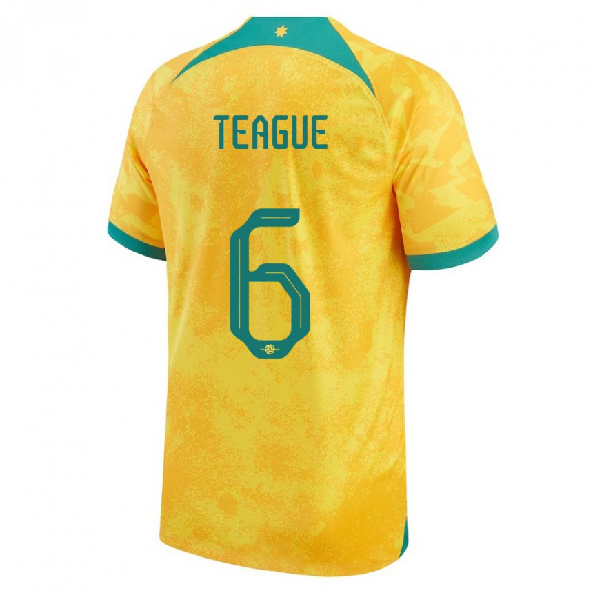 Herren Australische Ryan Teague #6 Gold Heimtrikot Trikot 22-24 T-shirt