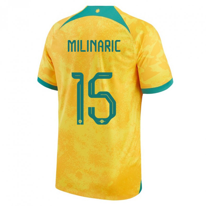 Herren Australische Anton Milinaric #15 Gold Heimtrikot Trikot 22-24 T-shirt
