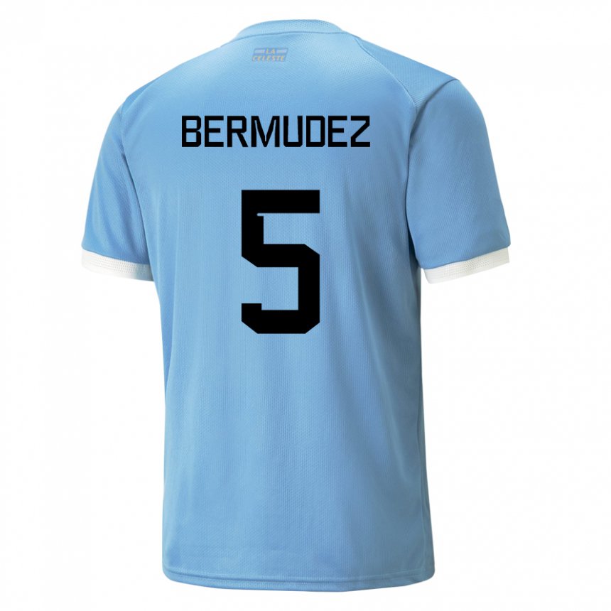 Herren Uruguayische Karol Bermudez #5 Blau Heimtrikot Trikot 22-24 T-shirt