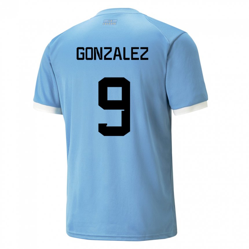 Herren Uruguayische Pamela Gonzalez #9 Blau Heimtrikot Trikot 22-24 T-shirt