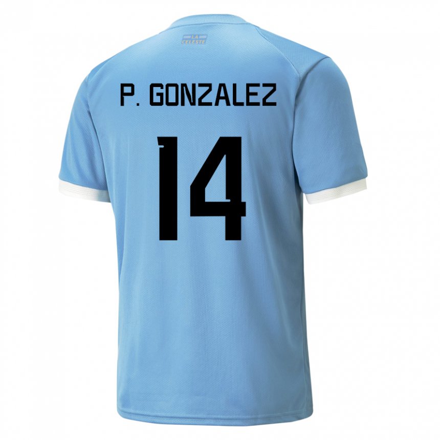 Herren Uruguayische Pilar Gonzalez #14 Blau Heimtrikot Trikot 22-24 T-shirt