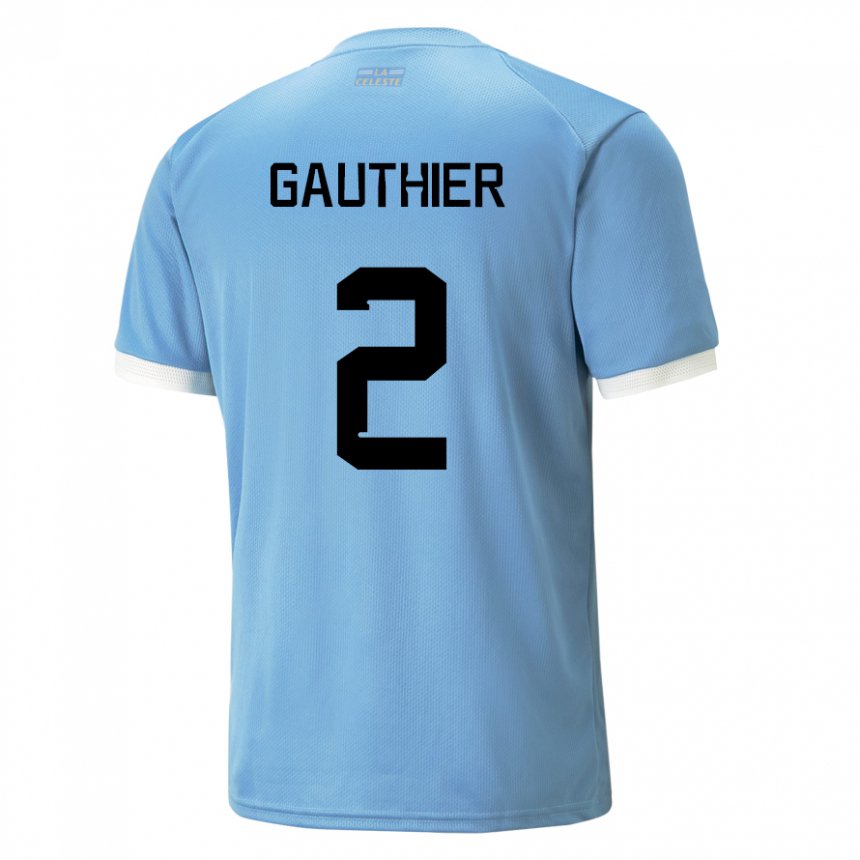 Herren Uruguayische Valentin Gauthier #2 Blau Heimtrikot Trikot 22-24 T-shirt
