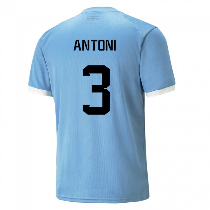 Herren Uruguayische Mateo Antoni #3 Blau Heimtrikot Trikot 22-24 T-shirt