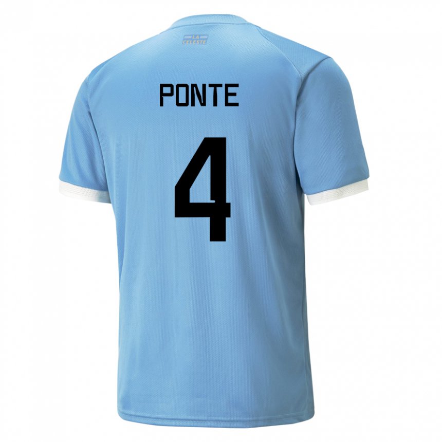 Herren Uruguayische Mateo Ponte #4 Blau Heimtrikot Trikot 22-24 T-shirt