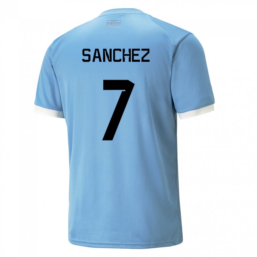Herren Uruguayische Renzo Sanchez #7 Blau Heimtrikot Trikot 22-24 T-shirt