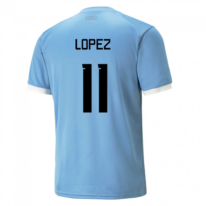 Herren Uruguayische Guillermo Lopez #11 Blau Heimtrikot Trikot 22-24 T-shirt
