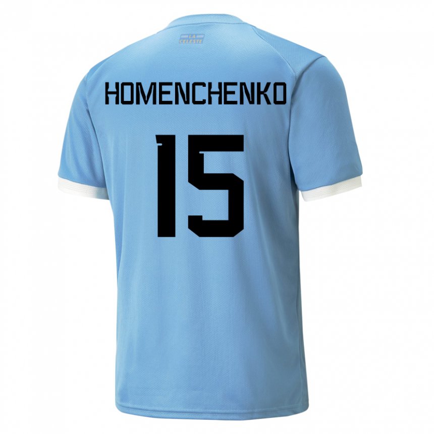 Herren Uruguayische Santiago Homenchenko #15 Blau Heimtrikot Trikot 22-24 T-shirt