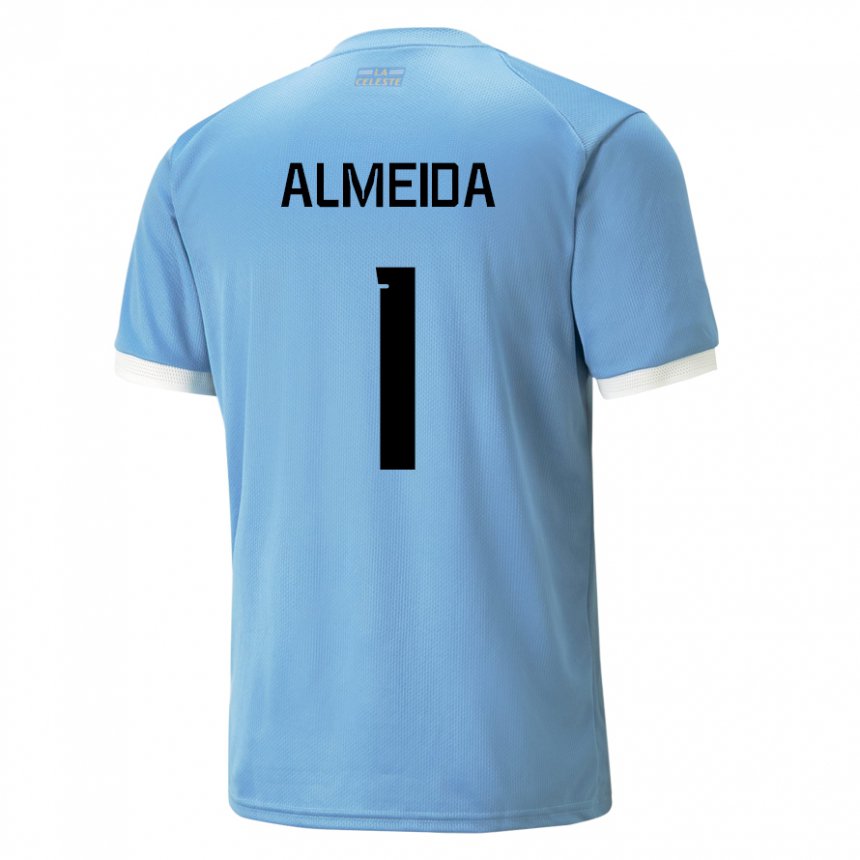 Herren Uruguayische Martin Almeida #1 Blau Heimtrikot Trikot 22-24 T-shirt
