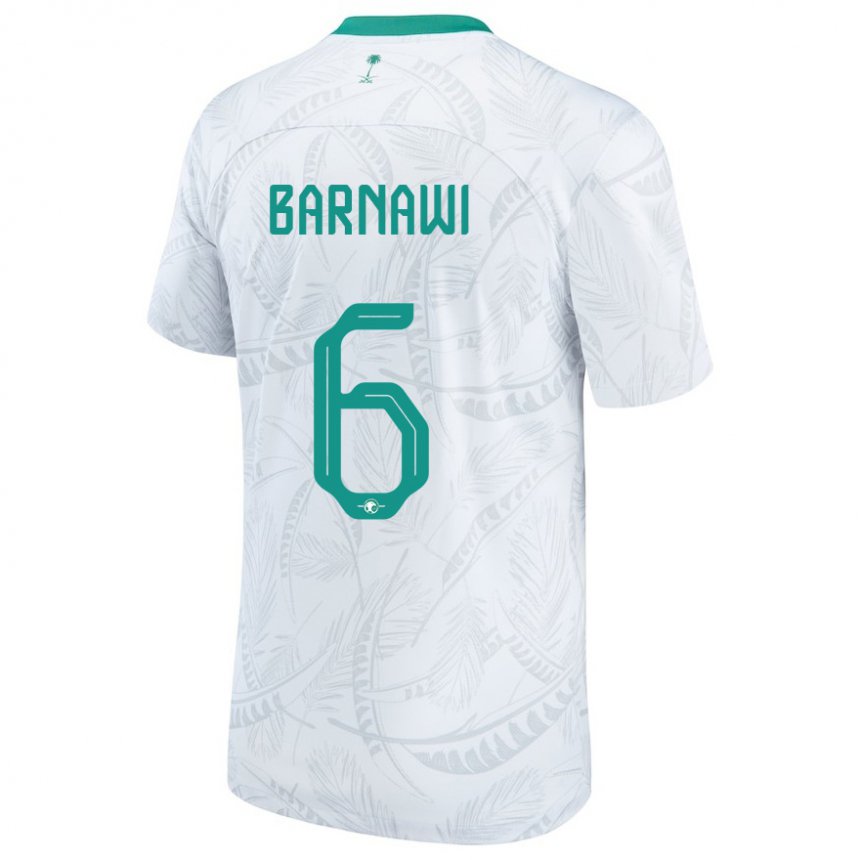 Herren Saudi-arabische Mohammed Barnawi #6 Weiß Heimtrikot Trikot 22-24 T-shirt
