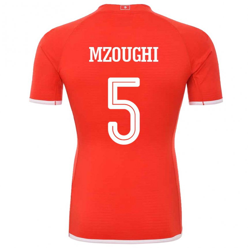 Herren Tunesische Iskander Mzoughi #5 Rot Heimtrikot Trikot 22-24 T-shirt