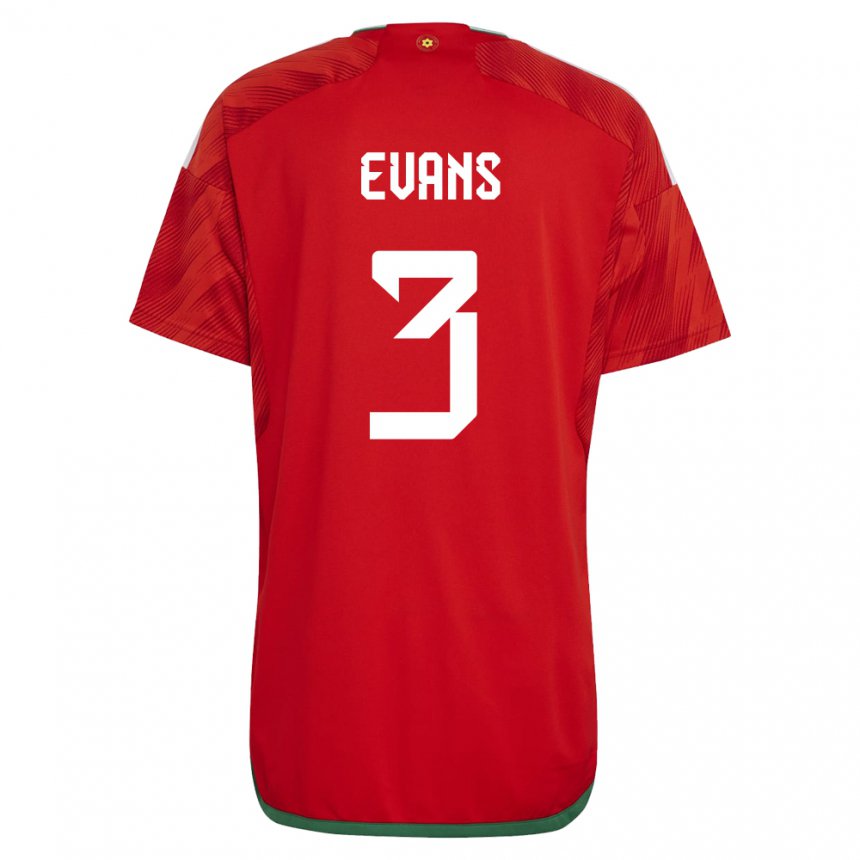 Herren Walisische Gemma Evans #3 Rot Heimtrikot Trikot 22-24 T-shirt