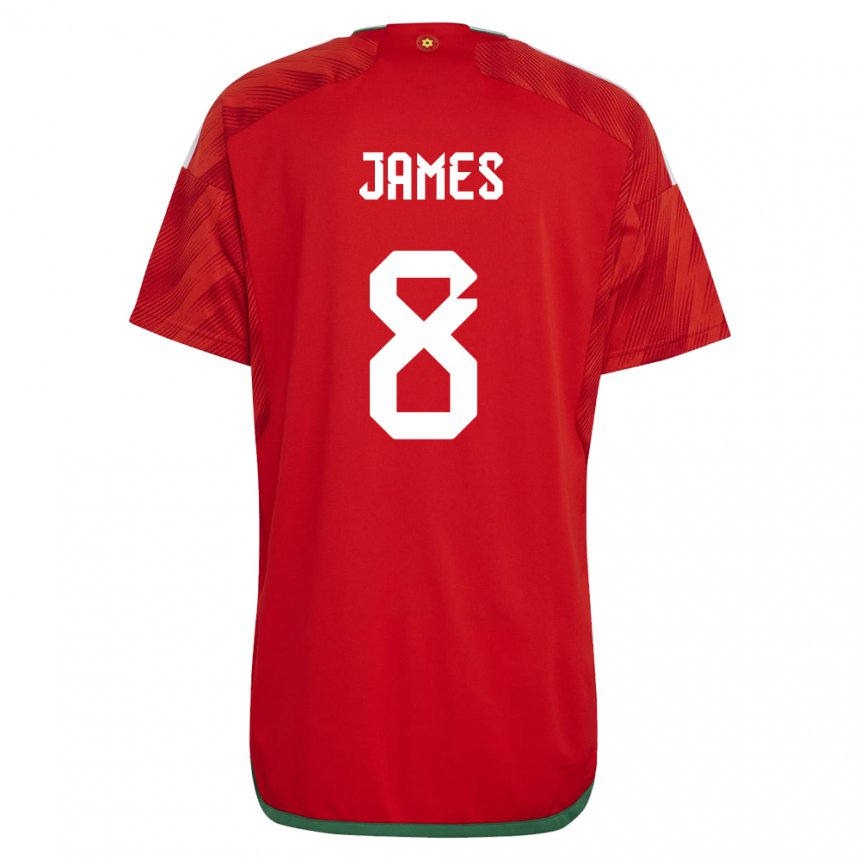 Herren Walisische Angharad James #8 Rot Heimtrikot Trikot 22-24 T-shirt