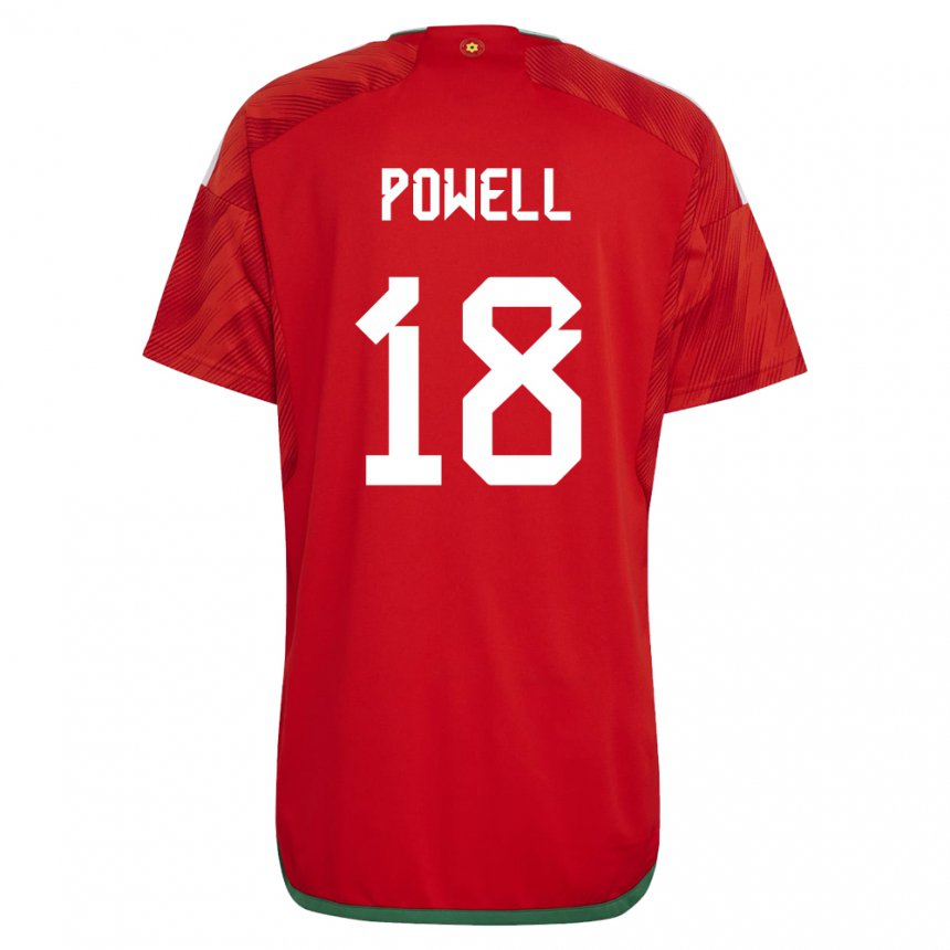 Herren Walisische Ella Powell #18 Rot Heimtrikot Trikot 22-24 T-shirt