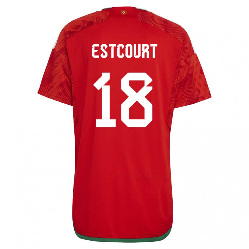 Herren Walisische Charlie Estcourt #18 Rot Heimtrikot Trikot 22-24 T-shirt