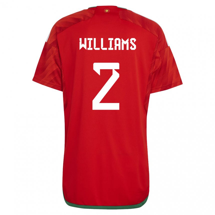 Herren Walisische Morgan Williams #2 Rot Heimtrikot Trikot 22-24 T-shirt