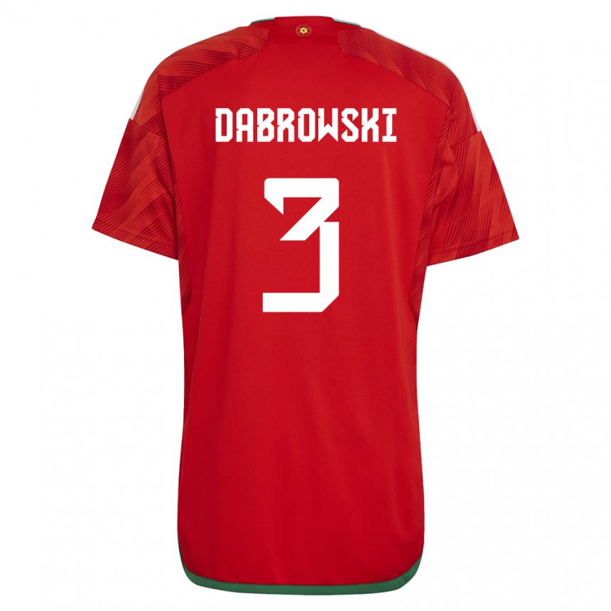 Herren Walisische Sebastian Dabrowski #3 Rot Heimtrikot Trikot 22-24 T-shirt