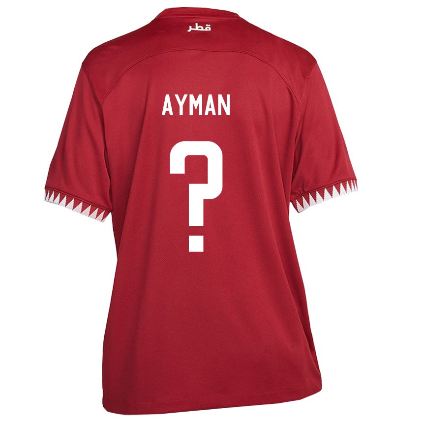 Herren Katarische Yussef Ayman #0 Kastanienbraun Heimtrikot Trikot 22-24 T-shirt