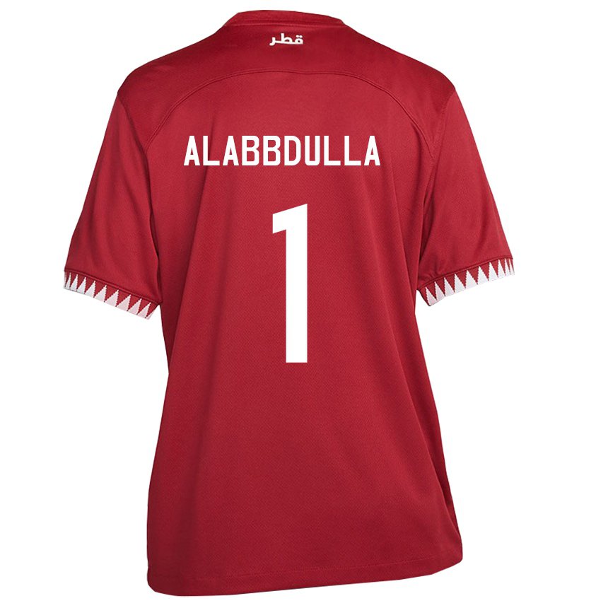 Herren Katarische Latifa Alabbdulla #1 Kastanienbraun Heimtrikot Trikot 22-24 T-shirt