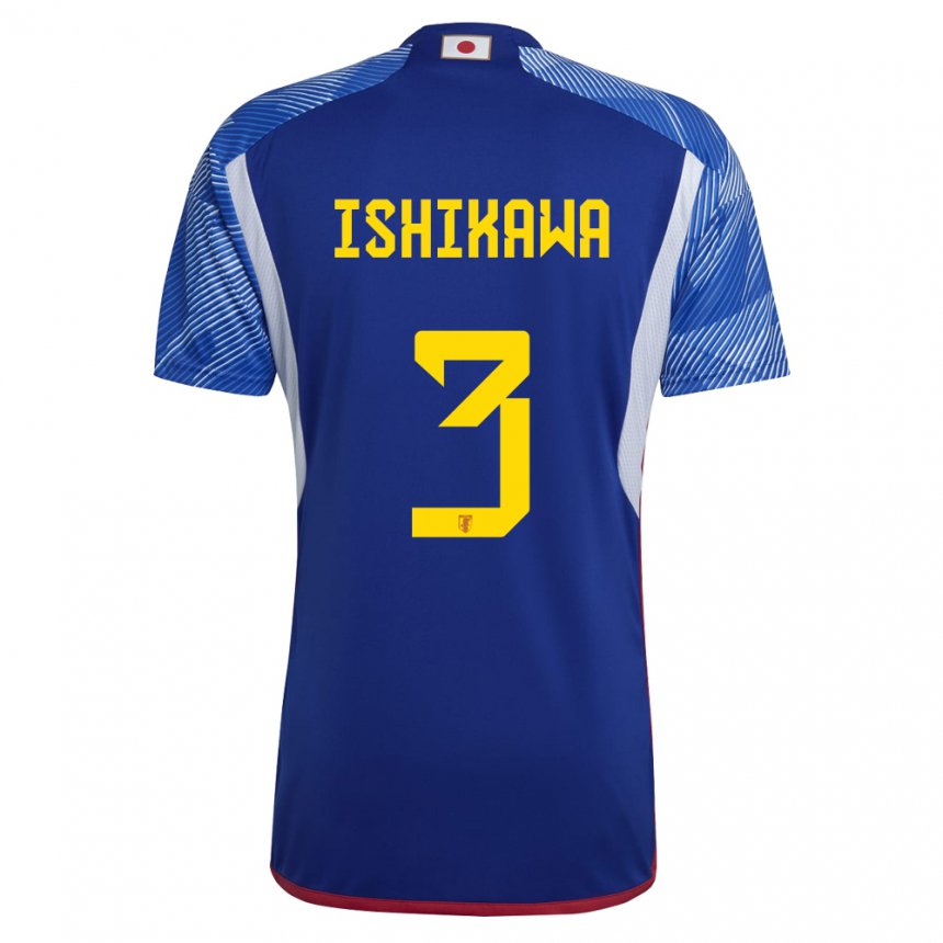 Herren Japanische Seita Ishikawa #3 Königsblau Heimtrikot Trikot 22-24 T-shirt