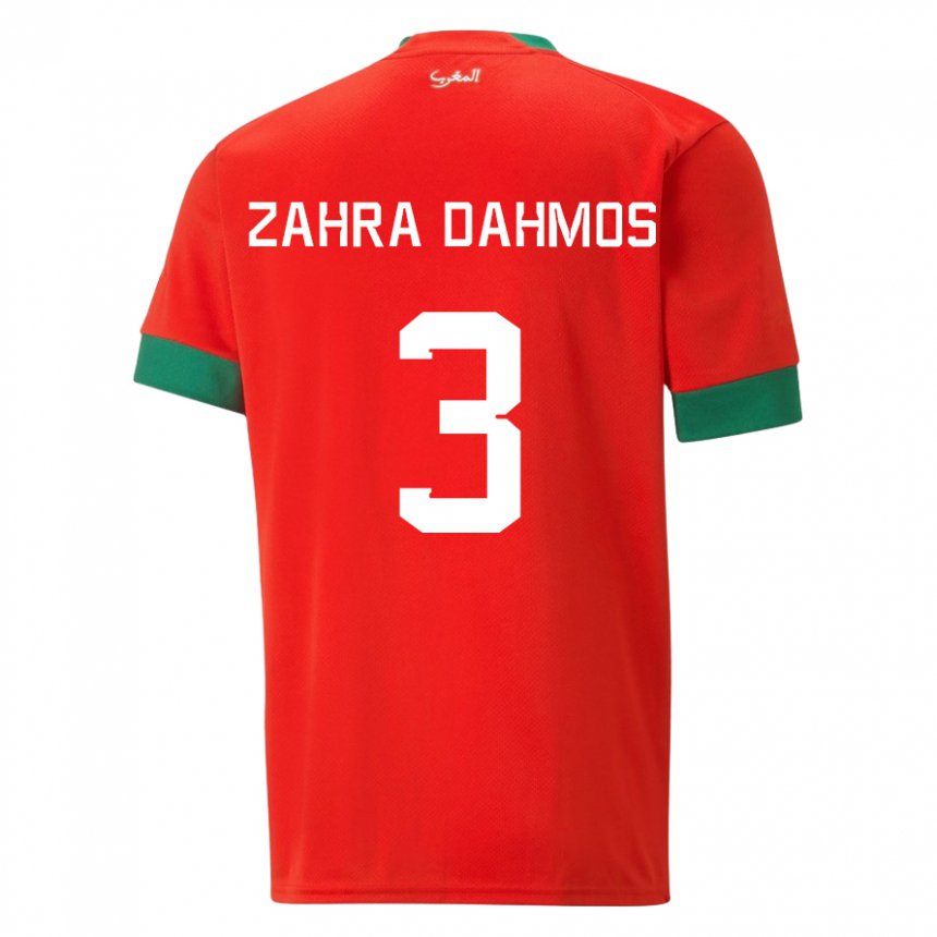 Herren Marokkanische Fatima Zahra Dahmos #3 Rot Heimtrikot Trikot 22-24 T-shirt