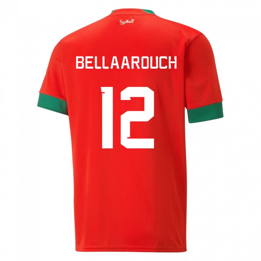 Herren Marokkanische Alaa Bellaarouch #12 Rot Heimtrikot Trikot 22-24 T-shirt