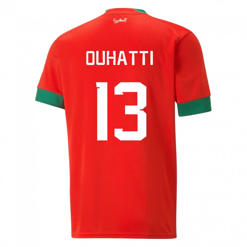 Herren Marokkanische Aymane Ouhatti #13 Rot Heimtrikot Trikot 22-24 T-shirt