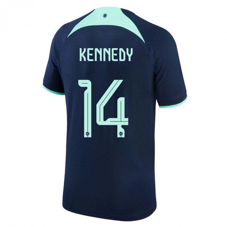 Herren Australische Alanna Kennedy #14 Dunkelblau Auswärtstrikot Trikot 22-24 T-shirt