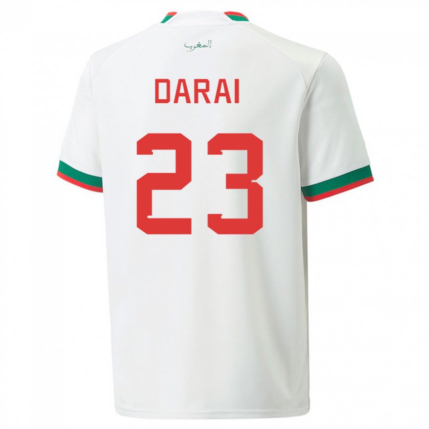 Herren Marokkanische Hamza Darai #23 Weiß Auswärtstrikot Trikot 22-24 T-shirt
