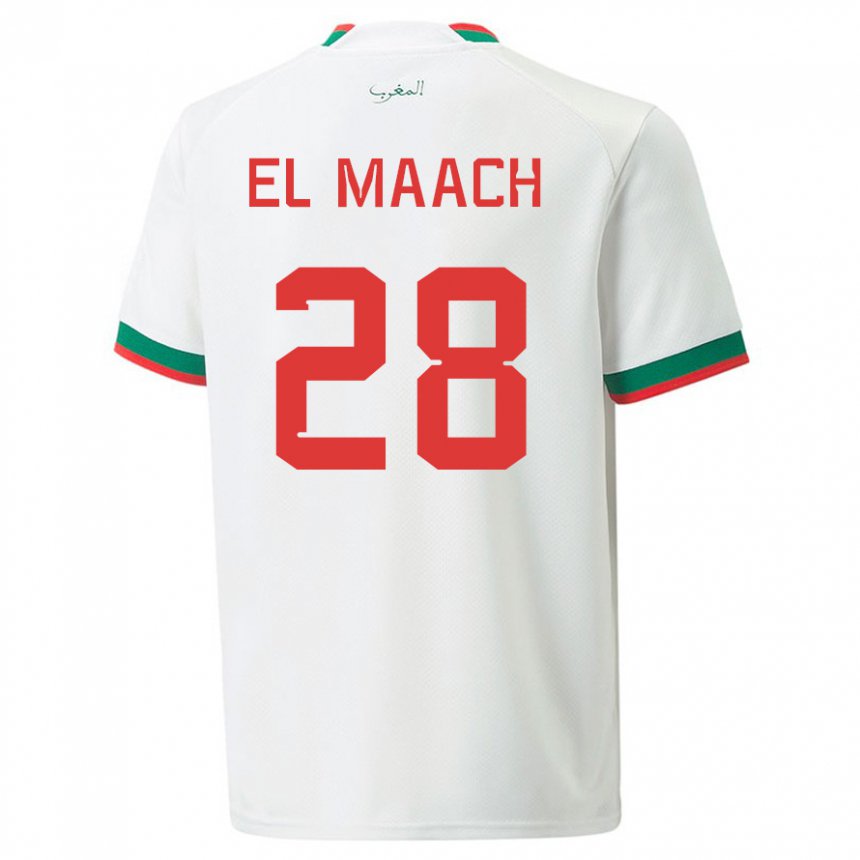 Herren Marokkanische Fouad El Maach #28 Weiß Auswärtstrikot Trikot 22-24 T-shirt
