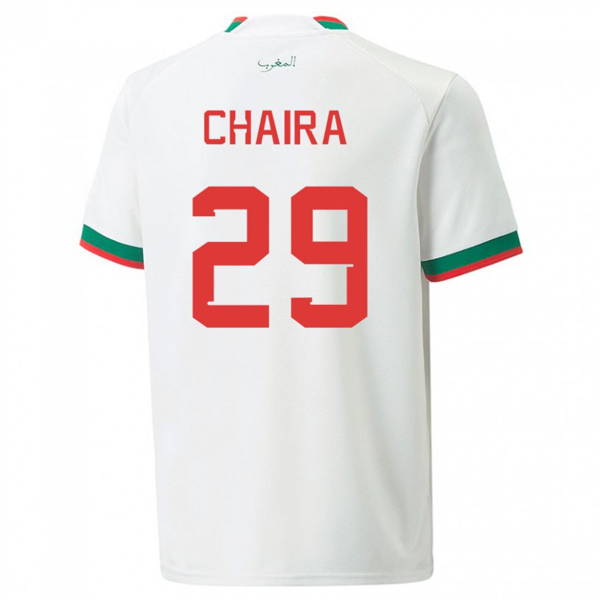 Herren Marokkanische Ilyas Chaira #29 Weiß Auswärtstrikot Trikot 22-24 T-shirt