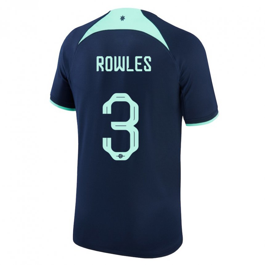 Herren Australische Kye Rowles #3 Dunkelblau Auswärtstrikot Trikot 22-24 T-shirt