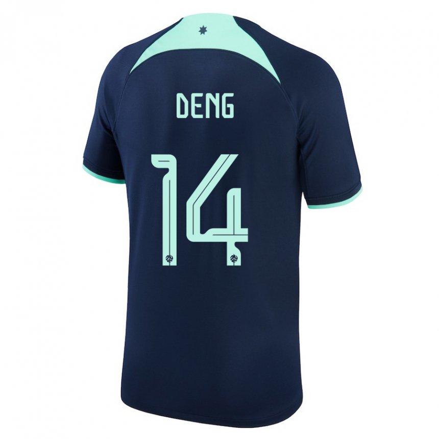 Herren Australische Thomas Deng #14 Dunkelblau Auswärtstrikot Trikot 22-24 T-shirt