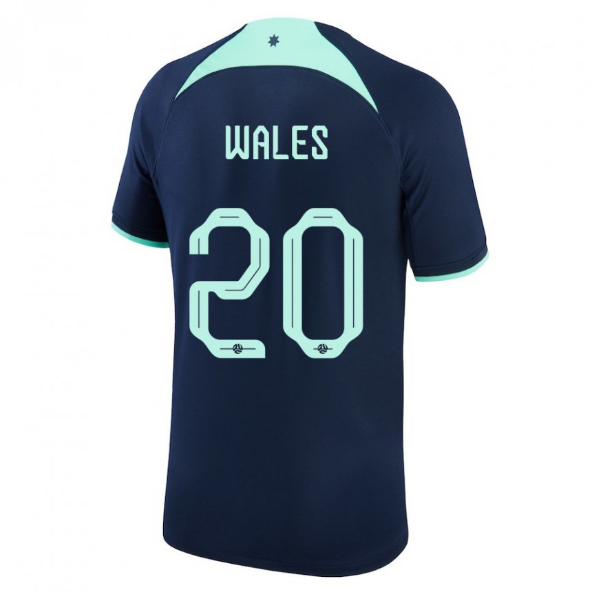 Herren Australische Lachlan Wales #20 Dunkelblau Auswärtstrikot Trikot 22-24 T-shirt