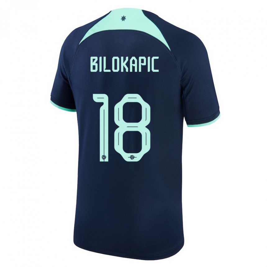 Herren Australische Nicholas Bilokapic #18 Dunkelblau Auswärtstrikot Trikot 22-24 T-shirt