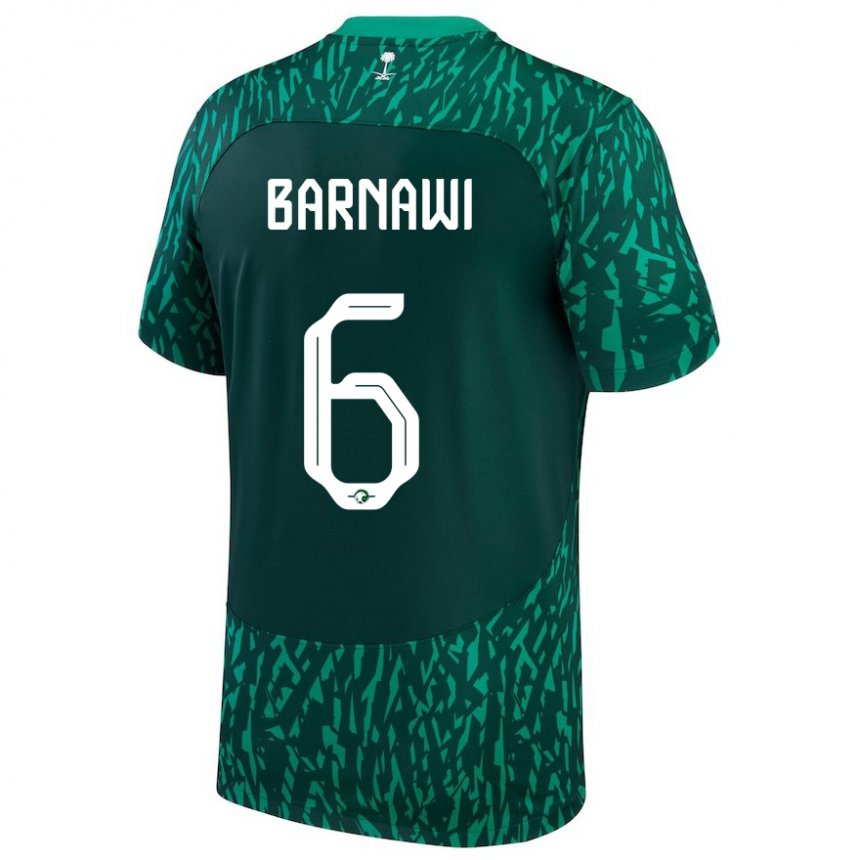 Herren Saudi-arabische Mohammed Barnawi #6 Dunkelgrün Auswärtstrikot Trikot 22-24 T-shirt