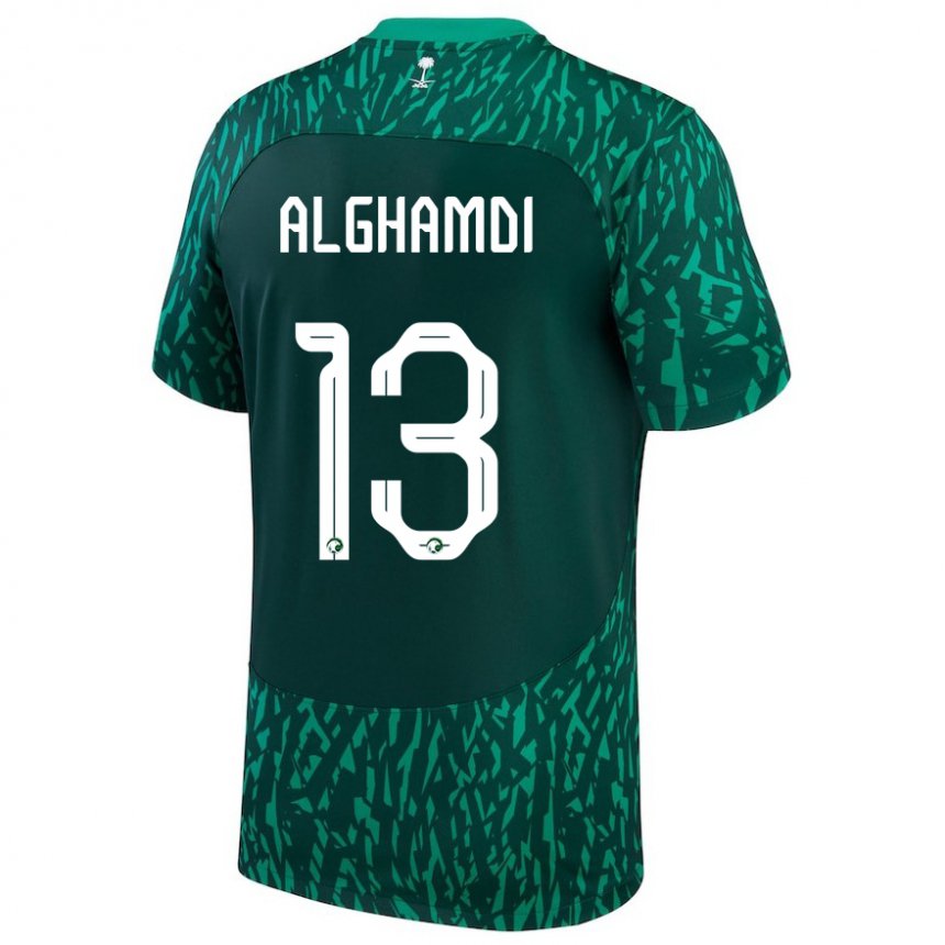 Herren Saudi-arabische Hazzaa Alghamdi #13 Dunkelgrün Auswärtstrikot Trikot 22-24 T-shirt