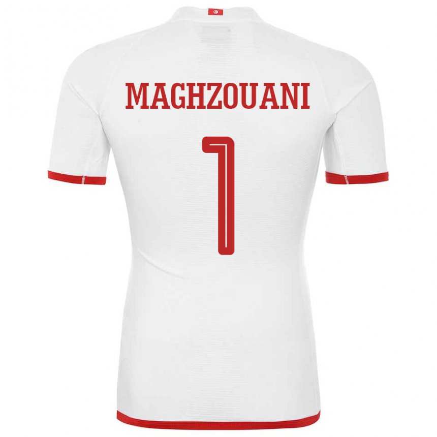 Herren Tunesische Wassim Maghzouani #1 Weiß Auswärtstrikot Trikot 22-24 T-shirt