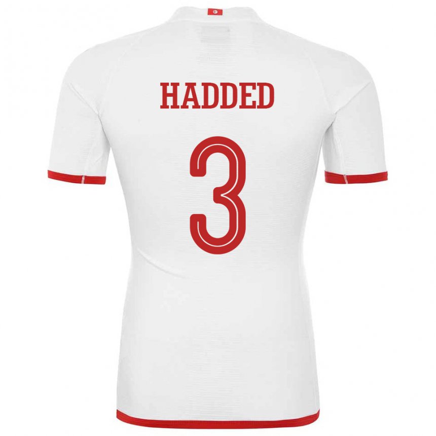 Herren Tunesische Rayen Hadded #3 Weiß Auswärtstrikot Trikot 22-24 T-shirt