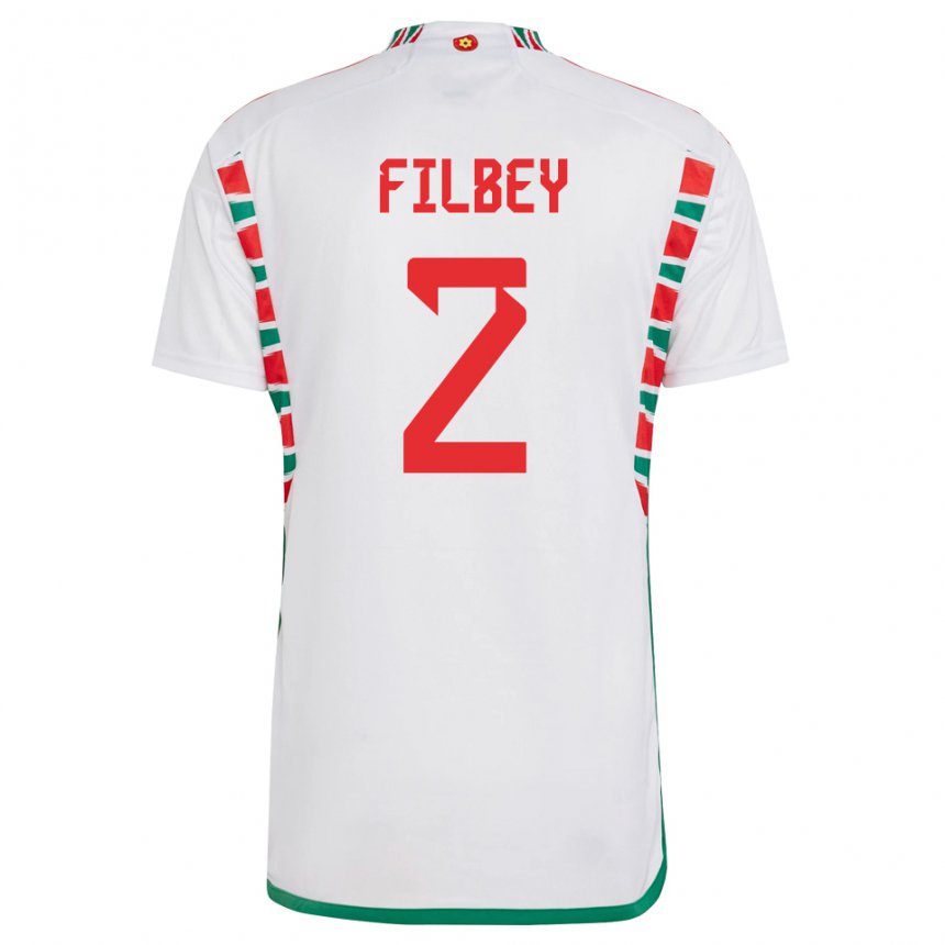 Herren Walisische Anna Filbey #2 Weiß Auswärtstrikot Trikot 22-24 T-shirt