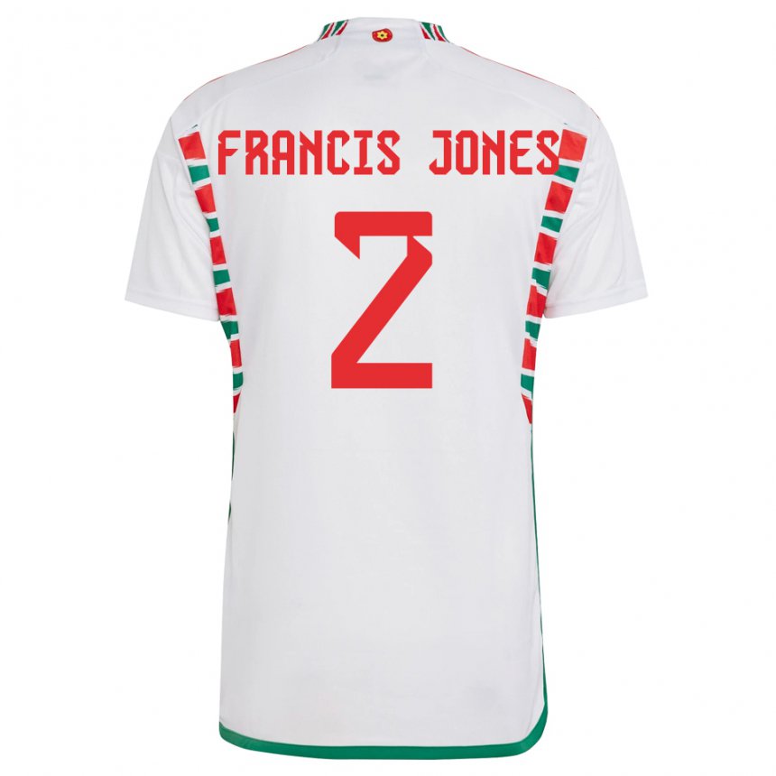 Herren Walisische Maria Francis Jones #2 Weiß Auswärtstrikot Trikot 22-24 T-shirt