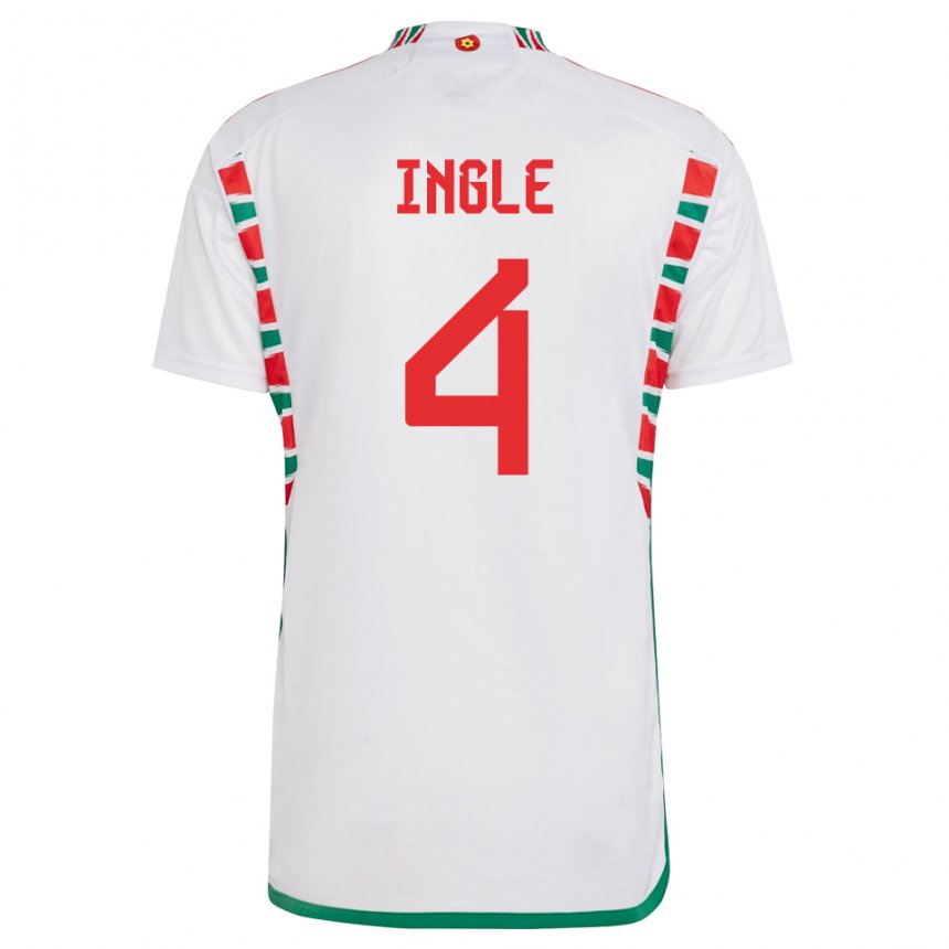 Herren Walisische Sophie Ingle #4 Weiß Auswärtstrikot Trikot 22-24 T-shirt