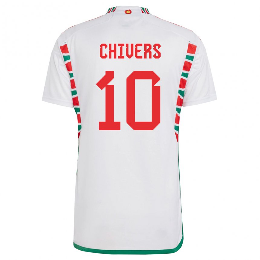 Herren Walisische Chloe Chivers #10 Weiß Auswärtstrikot Trikot 22-24 T-shirt