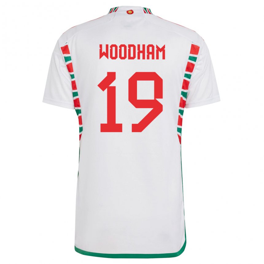 Herren Walisische Lily Woodham #19 Weiß Auswärtstrikot Trikot 22-24 T-shirt