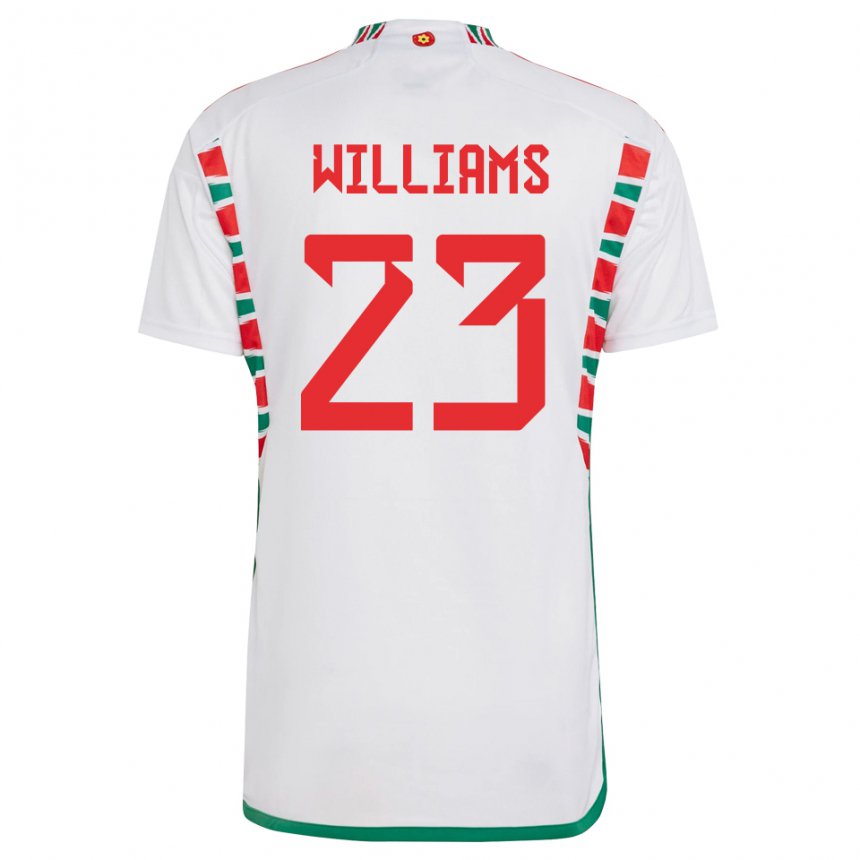 Herren Walisische Chloe Williams #23 Weiß Auswärtstrikot Trikot 22-24 T-shirt