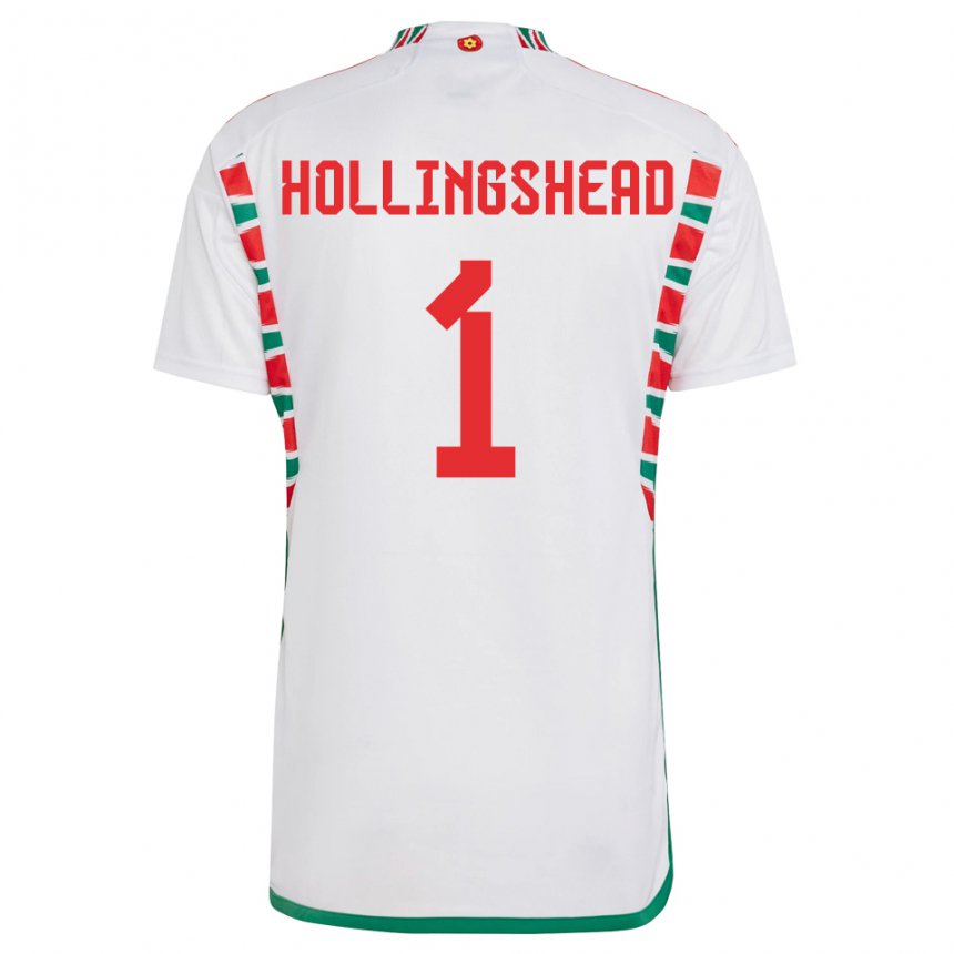 Herren Walisische Ronnie Hollingshead #1 Weiß Auswärtstrikot Trikot 22-24 T-shirt