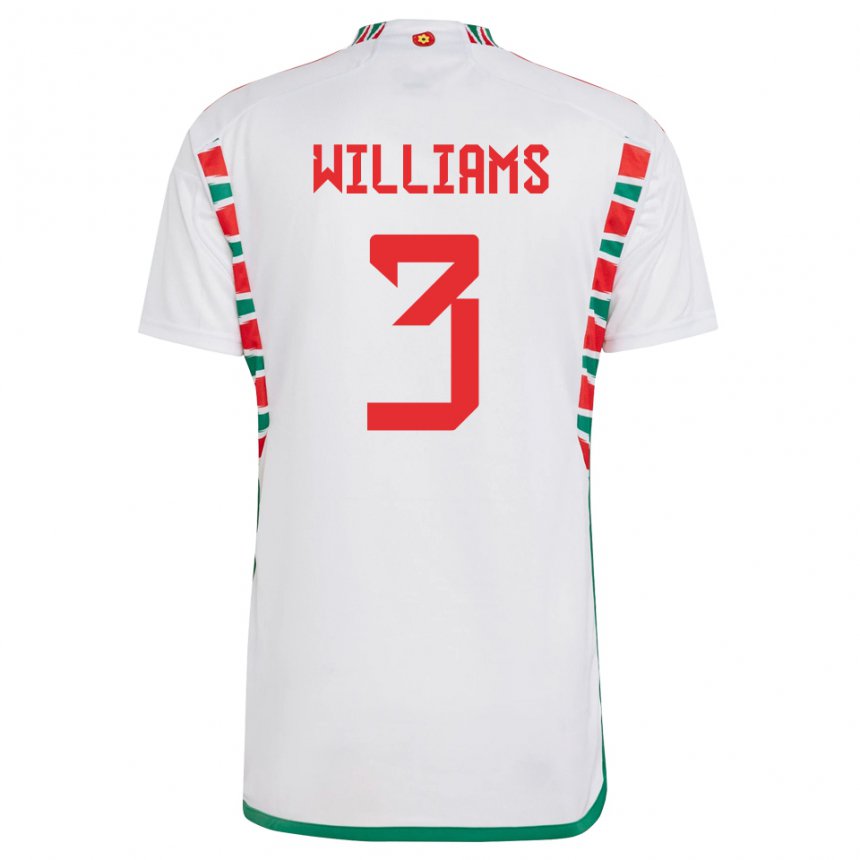 Herren Walisische Zac Williams #3 Weiß Auswärtstrikot Trikot 22-24 T-shirt