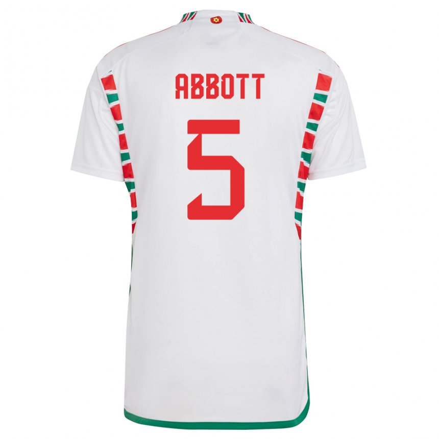 Herren Walisische George Abbott #5 Weiß Auswärtstrikot Trikot 22-24 T-shirt